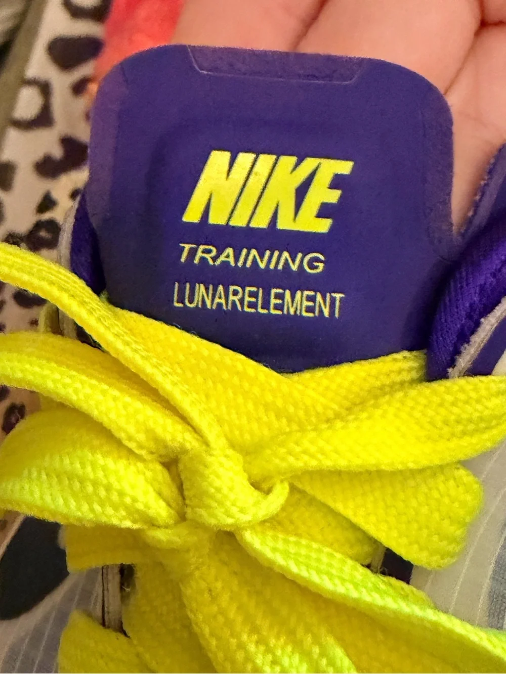 Nike Lunar Element Sneakers White Purple Neon Yellow Women’s 9